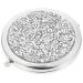 KALLORY Mini Compact Mirror Rhinestone Pocket Mirror Metal Makeup Vanity Round Hand Held Mirror Small Magnifying Mirror Double-Sided Purse Mirror for Women Girls Sliver