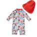 BONVERANO Baby Girls Swimsuit UPF 50+ Long-Sleeve Zipper One Piece (3-6 Months, Red/Fish) - Buy Online on GoSupps.com