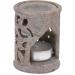 GURU Shop Indian Fragrance Lamp & Essential Oil Diffuser - Cream White Aroma Lamp Made of Bacon Stone - Round Flower Design for Aromatherapy (8x6x6 cm) - Buy Online on GoSupps.com