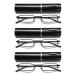 Vevesmundo metal reading glasses mini compact light spring hinge narrow classic reading aid glasses with metal etui 3 pieces black reading glasses 1.0 x