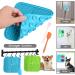 Q Line Licky Mats for Dogs - 2 Pack Slow Feeder with Strong Suction Cups - Soothes Anxiety Promotes Dental Health - Includes Spatula & Brush - Perfect for Bathing Grooming Training (Blue Green) - Buy Online on GoSupps.com