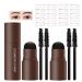 LXZJJM Eyebrow Stamp Stencil Kit Eyebrow Filling Powder Stamp Contains 10 Popular Shapes Brow Stencils and 2 eyebrow brush Easy to Use For Beginners to Nature Brow (02#Natural Brown+03#Dark Brown) 02+03