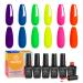 Beetles Neon Gel Nail Polishes Neon Orange Hot Pink Blue Yellow Green Purple Gel Polish 6 Colors Gel Nail Polish Set Soak Off UV Nail Lamp Gel Nail Kit Nails Gift Neon Collection