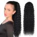 Drawstring Ponytail Extension 24 inch Long Curly Ponytail Hair Extension Synthetic Hairpiece for Women(1B# 24 inch) 24inch-1B#