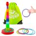 Cone Ring Toss Game for Kids with 8 Throwing Rings and Travel Bag, Colorful Tossing and Active Play Set, Quick Setup for Indoor and Outdoor Use, Heavy-Duty Plastic