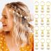 NAISKA 12PCS Gold Pearl Braid Clips Dreadlock Accessories Wedding Hair Pins Crystal Rhinestone Pearls Hair Jewelry for Women Braid Hair Clips Cuffs Braid Charms Rings Shiny Hair Accessories Set 6