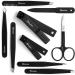 9pcs Nylea Stainless Steel Tweezers Set & Nail Clippers - Precision Slant Tip for Eyebrows, Facial Hair & Ingrown Hair - Men & Women - Buy Online on GoSupps.com