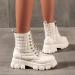 EKOUSN Women's Side Zipper Mid-Tube Platform Boots - White, Size 8.5 - Buy Online on GoSupps.com