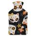 Cute Cat Skulls Hot Water Bottle With Cover Plush Bed Bottle Hand Warmer For Adults And Children 26.5X15.3cm