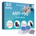 Anti Fog Wipes for Glasses, Pre-moistened & Individually Wrapped Antifog Lens Cleaning Eyeglasses Wipe with Microfiber Cloth, for Camera Lenses, Face Shields, Ski Masks or Swim Goggles (60 Count) 60 Count (Pack of 1)