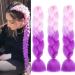 LDMY Ombre Pink to Purple Jumbo Braiding Hair Extensions - 24 Inch 6pcs Pack Synthetic Jumbo Braids for Women - Buy Online on GoSupps.com