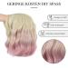 Parxitn Short Bob Wig with Ponytail - Natural Ombre Valentine Rosa Synthetic Hair | Colorful Curly Wigs for Daily Party Halloween & Cosplay - Buy Online on GoSupps.com