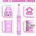 Kids Sonic Electric Toothbrush | Rechargeable Smart Toothbrush for Children | 6 Modes, 30s Reminder, 2 Mins Timer | Toothbrush for Toddlers Boys Girls Age 3-12 | Includes 6 Brush Heads & Wall-Mounted Holder | Pink - Buy Online on GoSupps.com