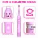 Kids Sonic Electric Toothbrush | Rechargeable Smart Toothbrush for Boys & Girls (Age 3-12) | 30s Reminder, 2 Mins Timer, 6 Modes | Includes 4 Brush Heads & Wall-Mounted Stand | Pink - 8650 - Buy Online on GoSupps.com