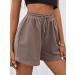 MakeMeChic Women's Mocha Brown Drawstring Waist Sweat Shorts - Size Medium - Buy Online on GoSupps.com