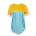 KLANNIZEROE Two Tone Waterproof PVC Top Unique One Piece Blue Size 3XL 3XL Blue