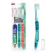 GUM Technique Daily Clean Toothbrush with Quad-Grip Handle & Stay Clean Cap Compact Head & Soft Bristles 3 Toothbrushes Multicoloured Daily Clean 1 count (Pack of 3)