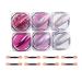 Chrome Nail Powder 6 Boxes Aurora Magic Mirror Effect Nail Powder Dust Manicure Pigments Holographic Nail Glitter Sequins for DIY Nail Art Design Decoration (Pink)