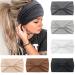 Kavya 6 Pcs Headbands for Women's Hair UK Wide Soft Ladies Headband Boho Fashion Bandanas Knot Adult Scarfs Hairbands Elastic Fashion Yoga Hair Bands Hair Accessories (Grey) Multi-colored-2