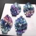 Fox Figurines Crystal Stone Natural Rainbow Fluorite Crystal Stone Hand Carved Nine Tails Fox Sculpture Animal Ornaments Love Gift 1PC 4cm Fluorite