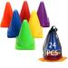 Win SPORTS Training Plastic Traffic Cones Set - Indoor Outdoor and Festive Events Agility Cones,Sports Soccer Flexible Cone Sets,Sports Equipment for Kids (Multicolor,24 Pack,7 Inch)