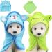 Fiyuer dog wademan 2 pcs pet bathing towel dog bathrobe for small dogs catwalk fast drying superabsorbing green blue