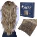 FSHINE hair extension real hair clip50cm 20 inch 120g 7 pieces walnut brown to ash brown and bleach blonde clip in hair extension real hair extensions clip in extensions #19/8/60 3.2 Clip #19/8/60 55cm