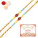 Ghasitaram Gifts Rakhi for Brother Rakhis Online - Set of 2-1906- Rudraksh Rakhi with 200 GMS of Kaju katli