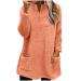 AMhomely Ladies Womens Soft Teddy Fleece Hooded Jumper Plus Size Double Fleece Casual Hoodies With Pocket V Neck Soft Fleece Hooded Sweatshirts Plain Pullover Tops Winter Lightweight Lounge Tops 03 Orange XL