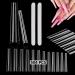 504Pcs Long Clear Coffin Nails Tips, XXL Extra Long No C Curve Half Cover Coffin Nail Tips for Acrylic Nails Professional, Acrylic Nail Tips Fake Nails for Salons and DIY Nail Art with 2 Nail Files 504PCS XXL Coffin With Bag