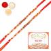 Ghasitaram Gifts Rakhi for Brother Rakhis Online - Set of 2 -LD-5215 Rudraksh Rakhi with 200 GMS of Kaju katli