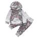 TMEOG Baby Boys Girls Long Sleeve Pullover Hooded Sweatshirts Top+Pants Infant Hoodie Tracksuit Clothes Outfits Set Grey (Floral) 6-12 Months