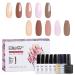 Elite99 Gel Nail Polishes Set- 8 Pack Gel Nail Kit Nude Pink Glitter Gel Polish Set Soak Off UV LED Nail Gel Manicure Kit DIY Home Salon Nail Art Top Coat Base Coat Matte Top Coat C004