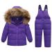 Kids Winter Puffer Jacket and Snow Bib Pants Ski Suits 2-Piece Snowsuit Hooded Down Coat and Snow Pants Outfits Set 4-5 Years Purple