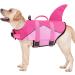 Malier Dog Life Jacket | Ripstop Dog Vest with Rescue Handle | Reflective Shark Design | Adjustable Straps | Pink | Large Size - Buy Online on GoSupps.com