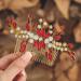 IYOU Rhinestone Bridal Hair Comb Red Crystal Wedding Side Combs Flower Bride Bridesmaid Headpiece for Women