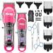 DSP Hair Clipper Trimmer Kit for Men Professional Barber Set for Hair and Beard Cutting Zero Gap T-Blade Beard Trimmer with LED Display (Pink)