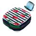 Menstruation pad bag with zipper women's napkin bag tampons collection bags for women and girls (red cherry blue white stripes)