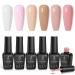 Beetles Gel Polish Set- 6 Colors Transparent Jelly Milky White Sheer Pink Nude Gel Ultimate Monochrome Collection, Soak off UV Gel Nail Polish Set Salon DIY Gel Nail Kit Back to School Nails Gifts A-Ultimate Monochrome