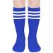 UTTPLL Toddler Cotton Baseball Knee High Tube Socks Baby Girls Boys Sports Soccer Socks Kid School Uniform Stockings Royal Blue White Stripe 3-6 Years