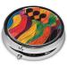 Colorful Human Patterns Portable Metal Pill Box - Round Mini 3-Compartment Design for Small Pills - Must-Have Travel Accessory - Black - Buy Online on GoSupps.com