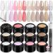 SAVILAND Builder Nail Gel Set 12 Colors Hard Gel for Nails Nudes Pink Glitter Builder Nail Extension Gel Soak-off U V Nail Gels Manicure Starter Set for Professional Nail Salon Home DIY Nail Art
