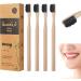 Eco-Friendly Bamboo Toothbrush Set - 4 Extra Soft Biodegradable Brushes with Nano Bristles | BPA-Free & Charcoal Activated for Superior Cleanliness (Black) - Buy Online on GoSupps.com