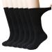 +MD 6 Pairs Non-Binding Men's Cushioned Moisture Wicking Bamboo Diabetic Crew Dress Socks 13-15 3Black/3White