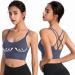 Riou Women's Sports Bras | Cross-Back Padded Crop Bustiers for Yoga & Fitness | Low-Impact Workout Bras in Small Blue - Buy Online on GoSupps.com