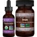 Global Healing Center Detoxadine & Iron Health - Organic Nascent Liquid Iodine Supplement Drop for Thyroid & Vegan Supplement for Blood Support and Natural Energy & Brain Health - 1 Fl Oz & 60 Capsules