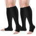 bropite Open Toe Compression Socks 2 Pairs Toeless Compression Socks for Women and Men SM A - Black
