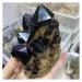 Crystal Cluster Natural Black Crystal Pineapple Cluster Quartz Ore Specimen Decorative Gift ningxiao (Size : 800-900g)
