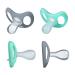 TommeTipeeadvanced pacifier for sensitive skin special mouth sign for as little skin contact as possible symmetrical jaw-friendly shape 6-18 months 4-Set green / purple 6-18 months (4 Pack) 4 Pack