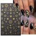 8 Sheets Gold Star Nail Stickers | Metallic 3D Self-Adhesive Nail Art Decals for Women - Sun Moon & Planet Designs - Buy Online on GoSupps.com